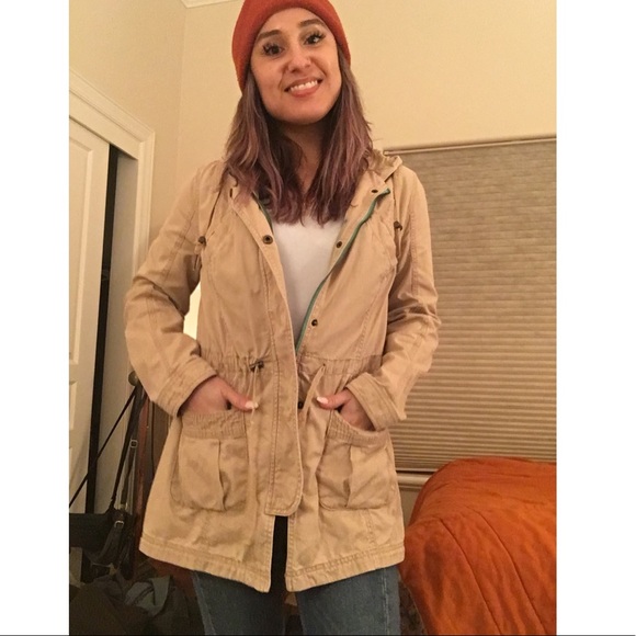 Mossimo Supply Co. Jackets & Blazers - Tan Zip Up / Snap Utility Jacket w/ cinch waist